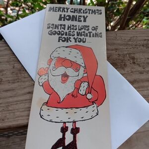 Vintage Naughty Risque Santa Claus Christmas Card & Envelope